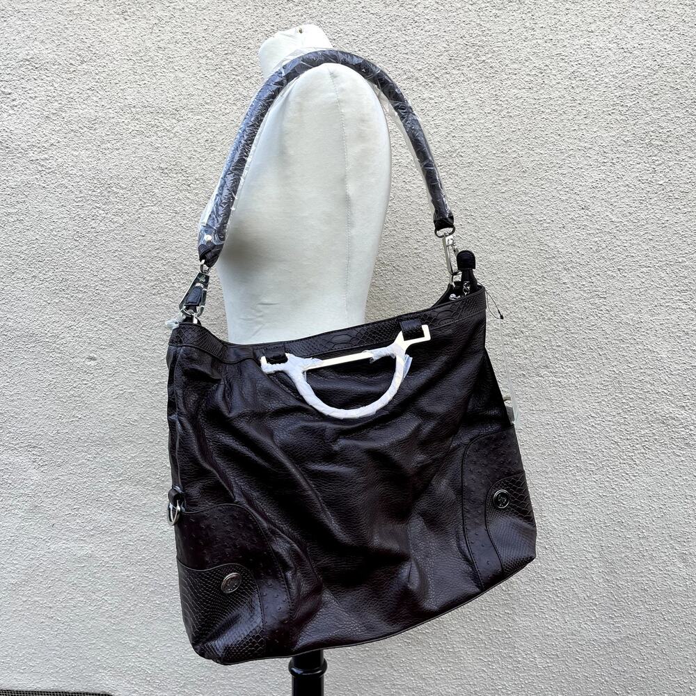 NEW Joy Mangano Faux Leather Designer Drop Bag Extra Large